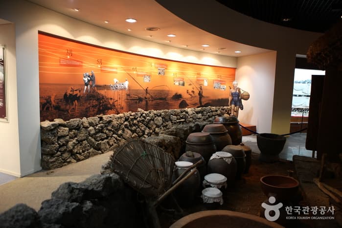 Museum lobby with haenyeo statue