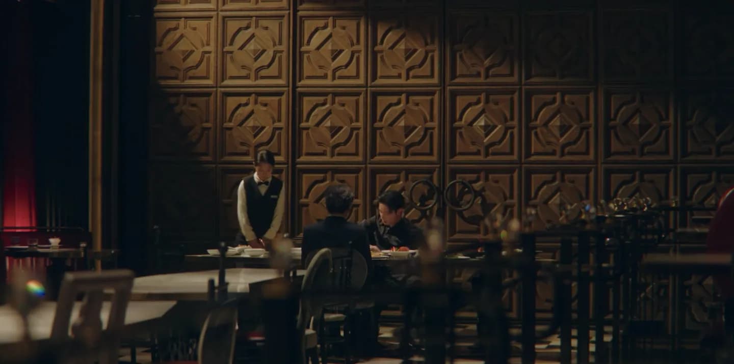 The ornate luxury restaurant interior filmed at Paradise City