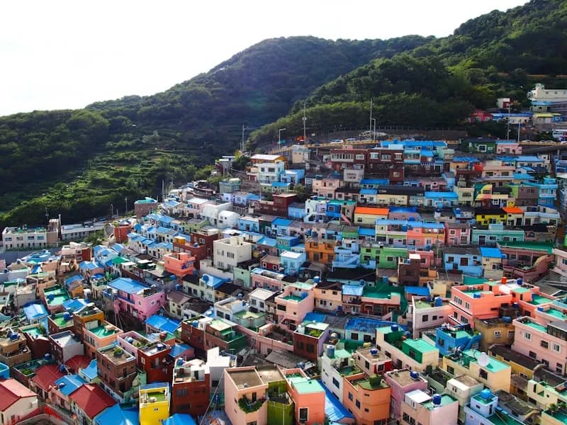 Colorful hillside houses of Gamcheon Culture Village in Busan