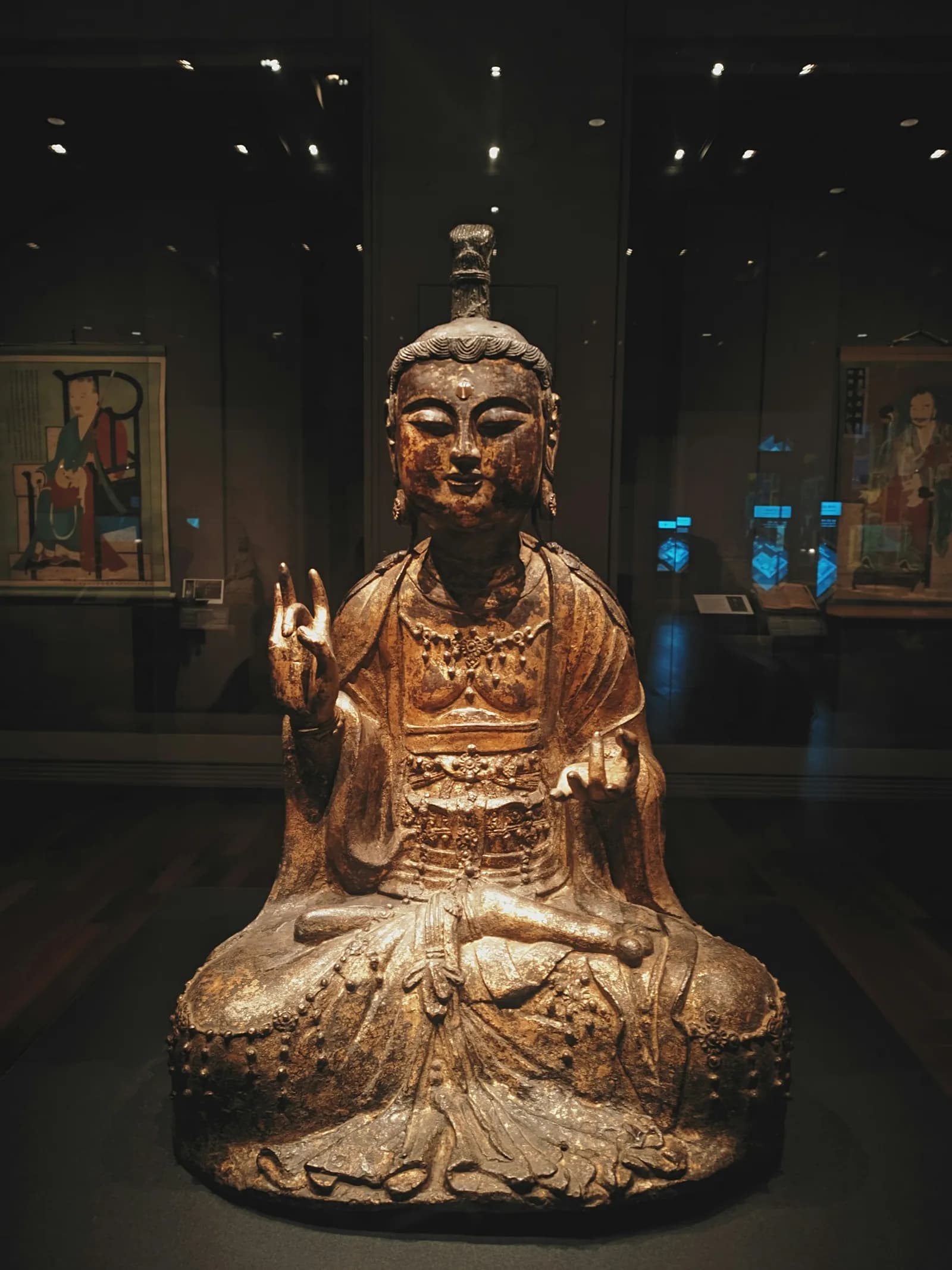 Gilt-bronze Buddhist statue displayed in the National Museum of Korea