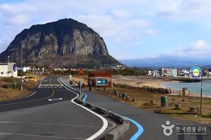 Layered sandstone cliffs at Yongmeori Coast, Jeju