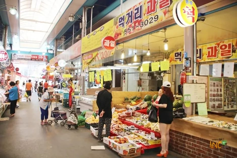 Fruit and produce stalls in the market