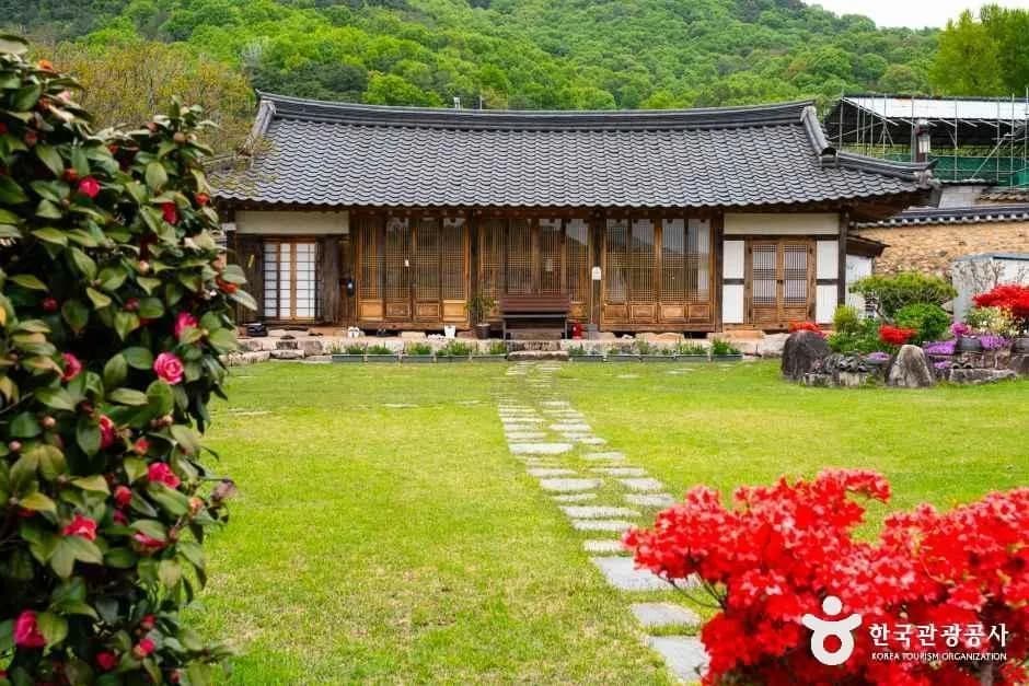 Traditional hanok and spring garden at Hangae Village in Seongju