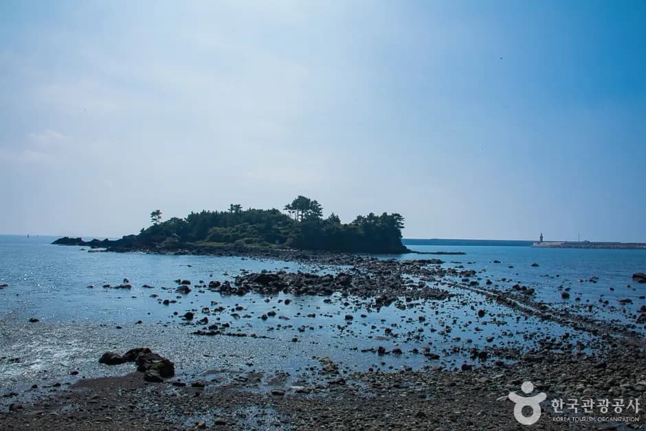 Seogeon-do islet across the rocky tidal flat at low tide