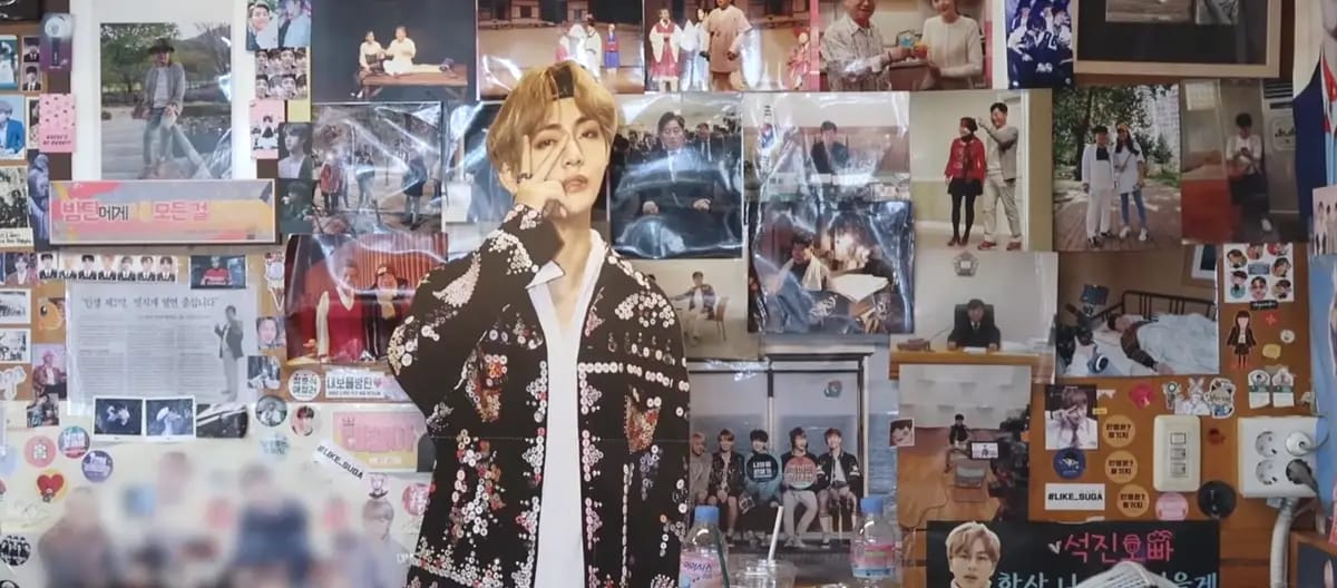 Yoojung Sikdang interior covered with BTS fan messages and memorabilia