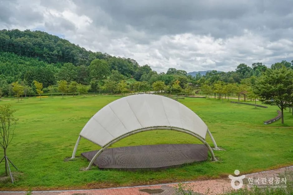 Agyang Ecological Park wetland and flower gardens along the Nam River in Haman
