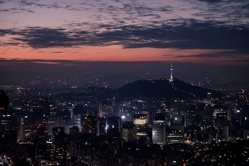 N Seoul Tower with cherry blossoms on Namsan mountain