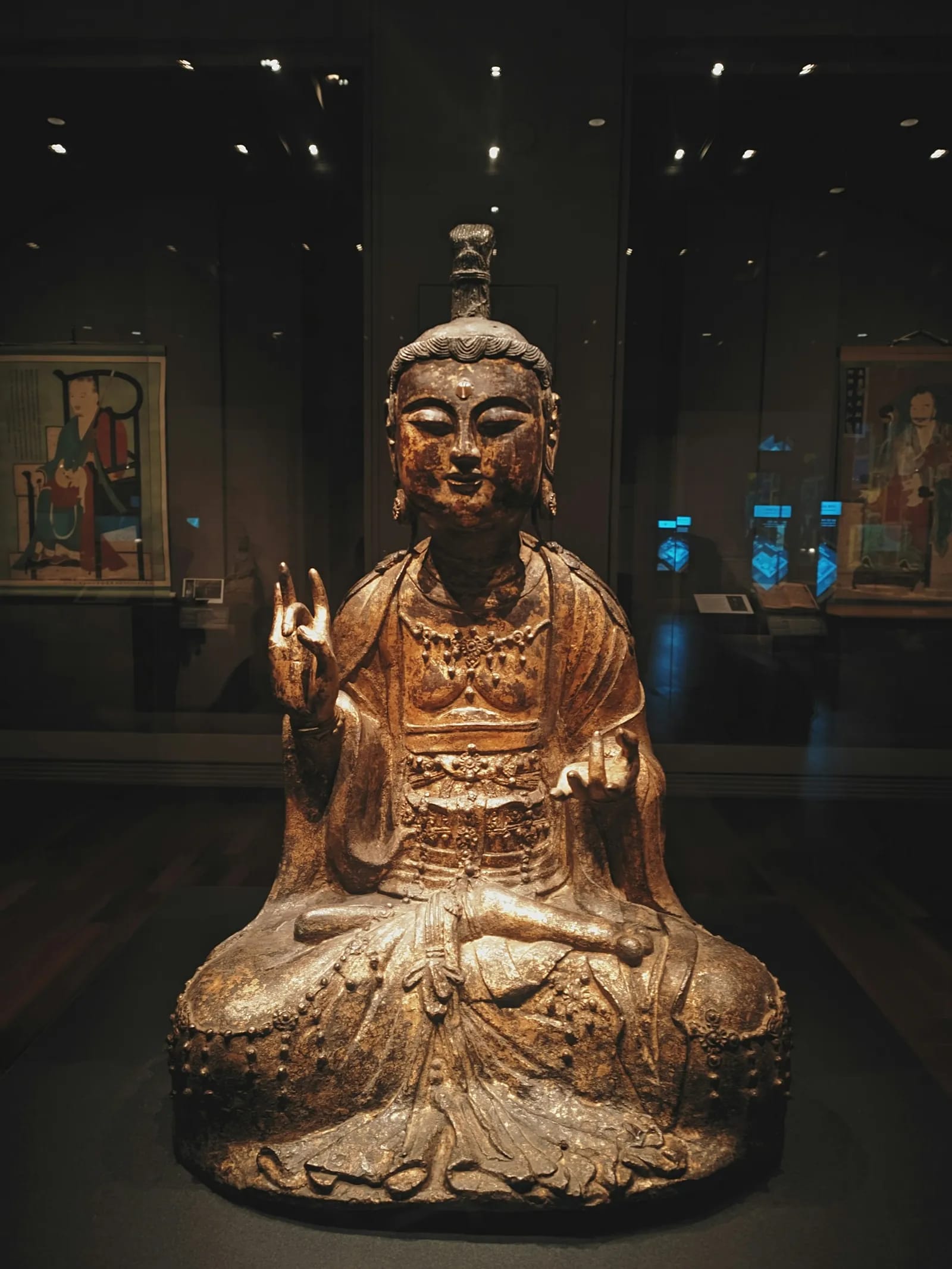 Gilt-bronze Buddhist statue displayed in the National Museum of Korea